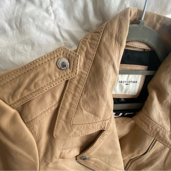 Each X Other Paris Leather Biker Moto Jacket, Light Tan, Size M - Picture 8 of 11